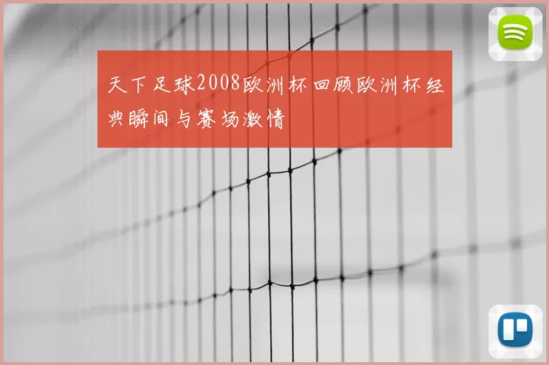 天下足球2008欧洲杯回顾欧洲杯经典瞬间与赛场激情
